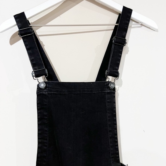 Madewell Slim Black Washed Cross Back Straps Zipper Side Jean Overalls size XS - Picture 7 of 14